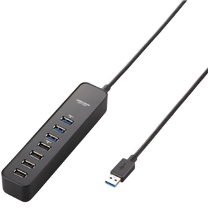 ＵＳＢ３．０ハブ　マグネット付　セルフ／バスパワー共用　７ポート　ブラック　■２営業日内届