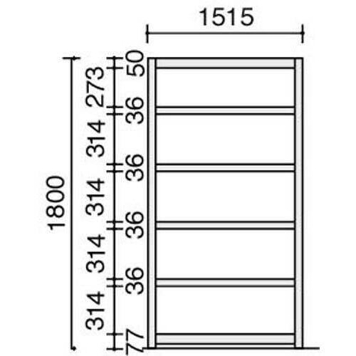 ノンボルトシェルビンＷ１５１５Ｄ４６５Ｈ１８００　【組立サービス付】