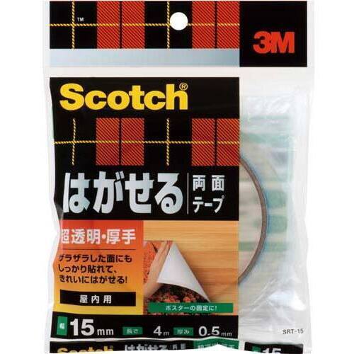 はがせる　両面テープ超透明厚手　１５ｍｍ×４ｍ１巻