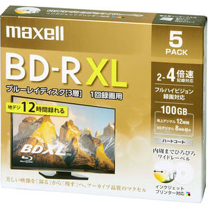 録画用ブルーレイディスク　ＢＤ－Ｒ　ＸＬ（２～４倍速対応）　７２０分／３層１００ＧＢ　５枚　■２営業日内届