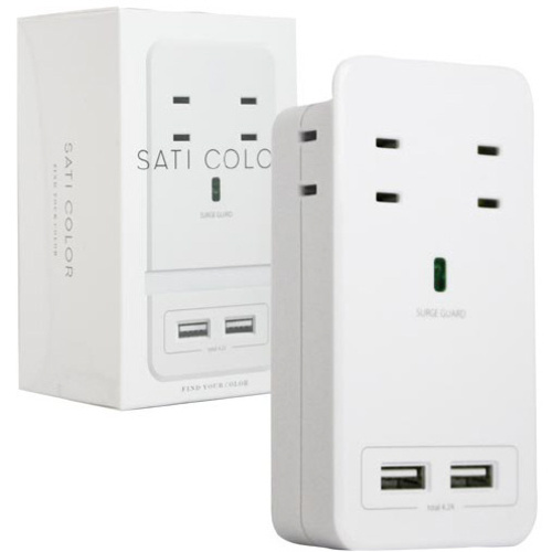 ＳＡＴＩＣＯＬＯＲ　ＡＣ&times;４　ＵＳＢ&times;２　ホワイト　【お取り寄せ品】９営業日以内届