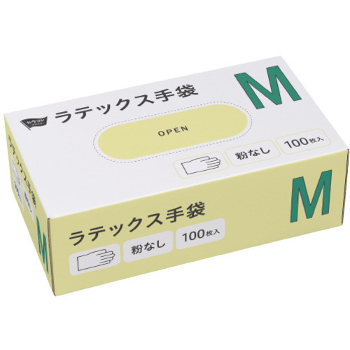 ラテックス手袋　粉無　Ｍサイズ　１００枚