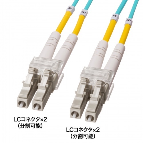 メガネ型光ファイバケーブル（マルチ５０&mu;ｍＯＭ４、ＬＣ&times;２－ＬＣ&times;２、２ｍ）　■お取り寄せ品