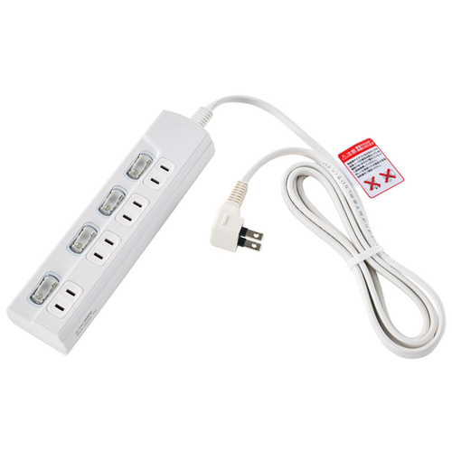 ＬＥＤ個別スイッチ付電源タップ　４個口　２ｍ　ホワイト　ＷＬＫ－４２（Ｗ）　■お取り寄せ品