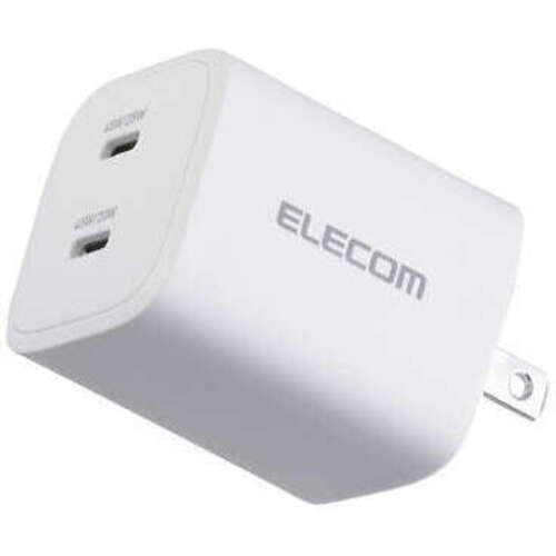 ＡＣ充電器／スマホ・タブレット用／ＵＳＢ　ＰＤ／４５Ｗ／ＵＳＢ－Ｃ&times;２／スイングプラグ／ホワイト　■お取り寄せ品