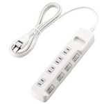 雷ガードタップ　個別　４個口　２．５ｍ　ホワイト