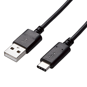 スマートフォン用ＵＳＢ２．０ケーブル／ＵＳＢ（Ａ－Ｃ）／認証品／１．０ｍ／ブラック　■お取り寄せ品