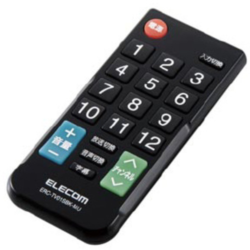 ＴＶリモコン　１２メーカー対応　Ｓ　ブラック