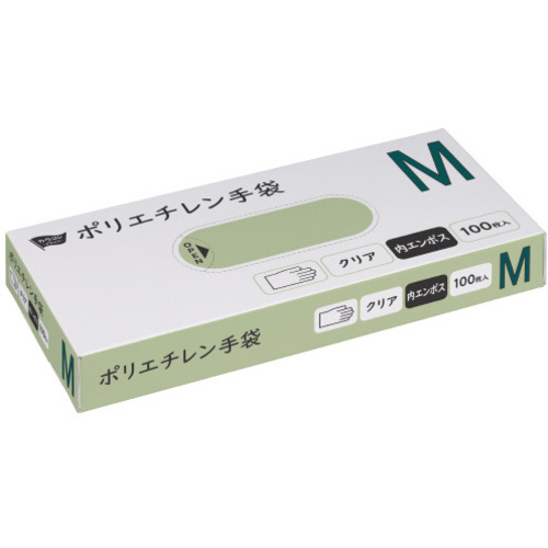 ポリエチレン手袋　内エンボスＭ１００枚クリア&times;５