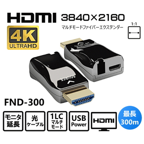 手の平サイズで超コンパクト／光ケーブル利用／ＨＤＭＩモニタエクステンダー／最大３００ｍ（送受信セット）　■お取り寄せ品