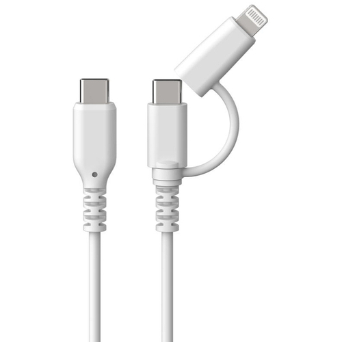 ＬＮ変換コネクタ付　Ｃ－Ｃケーブル　１．２ｍ　ＭＦｉ認証　ホワイト　ＡＪ－６７６　■お取り寄せ品
