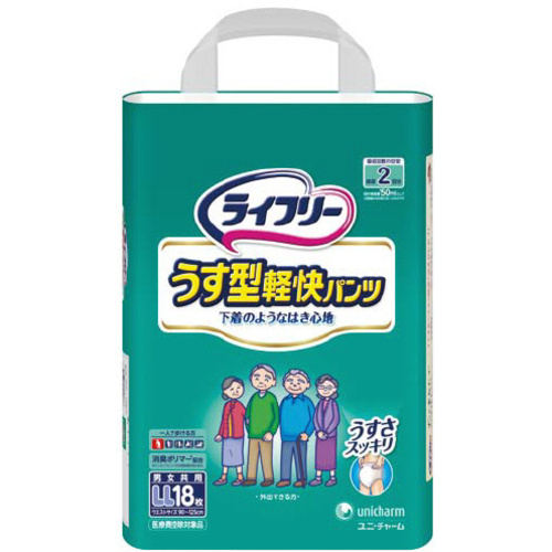 ライフリーうす型軽快パンツ　ＬＬ　１８枚&times;４