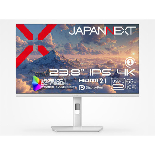 液晶ディスプレイ　２３．８型／３８４０&times;２１６０／ホワイト　ＪＮ－ＩＰＳ２３８Ｕ－ＨＳＰＣ６－Ｗ　■２営業日内届