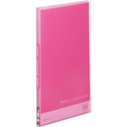 シンプリーズクリアーファイル　Ａ４縦２０Ｐ　透明桃１０冊