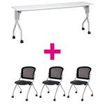 セット品　ＵＰ１８４５ＷＨ＆ＭＮチェアブラック　【組立サービス付】