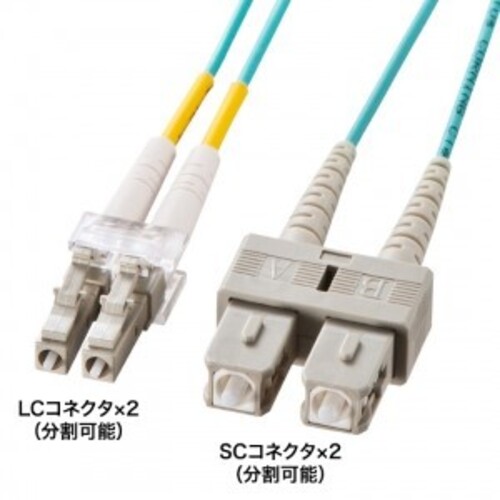 メガネ型光ファイバケーブル（マルチ５０&mu;ｍ　ＯＭ３、ＬＣ&times;２－ＳＣ&times;２、２ｍ）　■お取り寄せ品