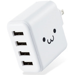 ＡＣ充電器　４．８Ａ　ＵＳＢ　４ポート　ホワイト顔