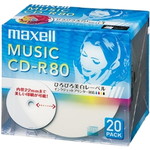 音楽用ＣＤ－Ｒ８０分ワイドプリントレーベルホワイト２０枚パック１枚ずつ５ｍｍプラケース入り　■２営業日内届