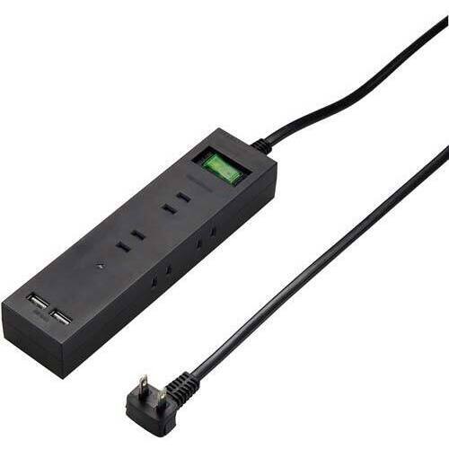 ３方向から挿せる６個口ＵＳＢタップ　ブラック