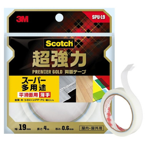 超強力　両面テープ　超多用途　薄手１９ｍｍ幅　１巻