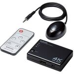 ＨＤＭＩ切替器／４Ｋ６０Ｈｚ対応／３ポート／専用リモコン付　ＤＨ－ＳＷ４ＫＡ３１ＢＫ　■お取り寄せ品