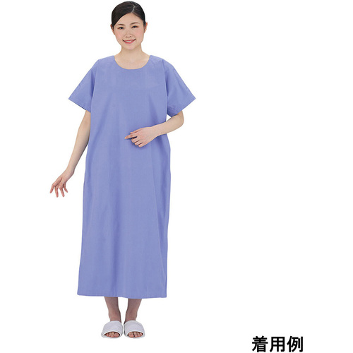 マジックテープ患者衣（男女兼用）　ブルー　フリー　Ｍ８６２１５５－００６