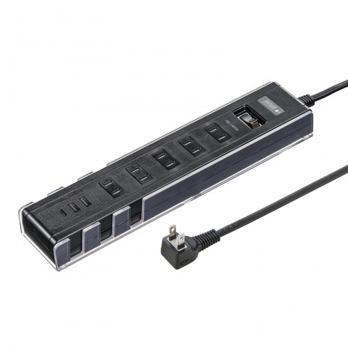 ＵＳＢ充電機能付きタップ　スタンド付き（２Ｐ・５個口・３ｍ・ブラック）　ＴＡＰ－Ｂ４７ＵＣ－３ＢＫ　■お取り寄せ品