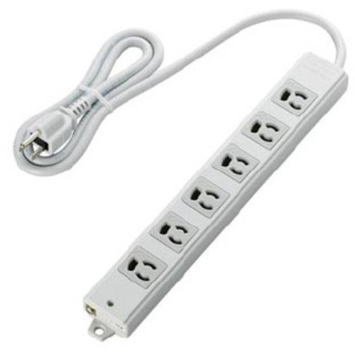 工事用抜け止めタップ　３Ｐ　６個口　１ｍ　グレー