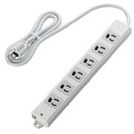 工事用抜け止めタップ　３Ｐ　６個口　１ｍ　グレー