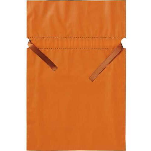 梨地ポリ巾着袋（底マチ付）　オレンジ　Ｌ　２０枚