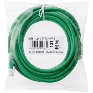 ＥＵ　ＲｏＨＳ指令準拠　ツメ折れ防止ＬＡＮケーブル（Ｃａｔ５Ｅ）／５．０ｍ／簡易パッケージ仕様／グリーン　■お取り寄せ品