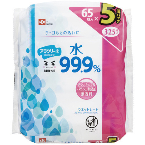 ウェットティッシュ　純水９９．９％６５枚５Ｐ×８　【お取り寄せ品】８営業日以内届