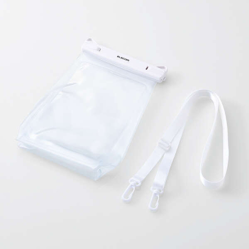 スマートフォン用防水ケース／ＩＰＸ８／ショルダーストラップ付属／マチ付きタイプ／ホワイト　■お取り寄せ品