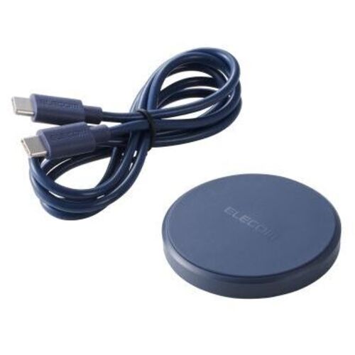 Ｑｉ規格対応ワイヤレス充電器／１２Ｗ／ＥＰＰ規格対応／卓上／ケーブル付属／１ｍ／ネイビー　■お取り寄せ品
