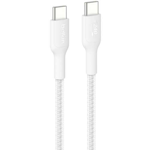 ＢｏｏｓｔＣｈａｒｇｅ　Ｐｒｏ　ＵＳＢ－Ｃ　ｔｏ　ＵＳＢ－Ｃ　編組ケーブル　２４０Ｗ　２Ｍ　ホワイト　■お取り寄せ品