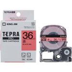テプラ　ＰＲＯテープ　パステル赤ラベル３６ｍｍ黒字