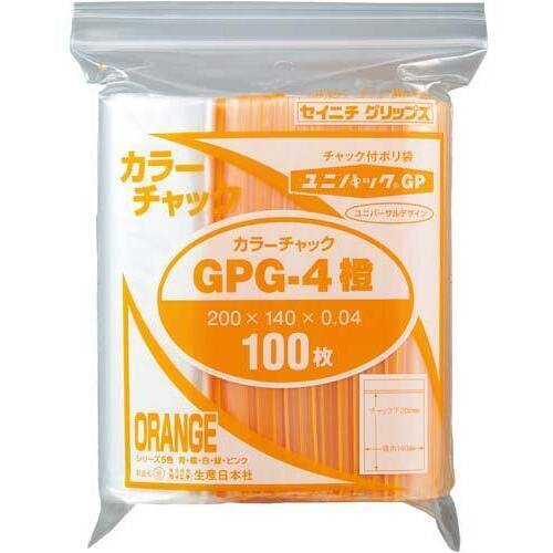 ユニパックカラーチャック橙Ｂ６　１００枚入&times;５