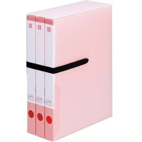 整理がしやすいケース付リングファイル　桃３冊&times;３