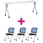 セット品　ＵＰ１８６０ＷＨ＆ＭＮチェアブルー　【組立サービス付】