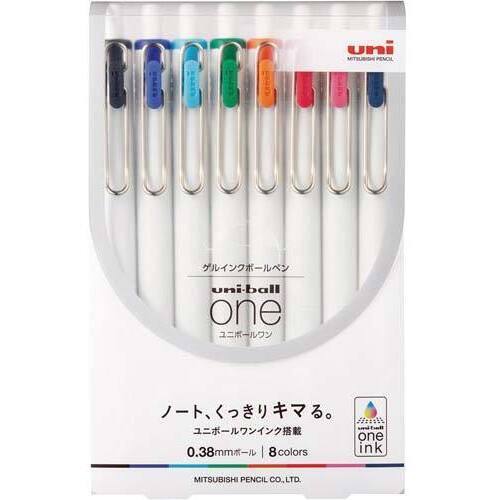 ユニボールＯＮＥ　０．３８ｍｍ　８色セット
