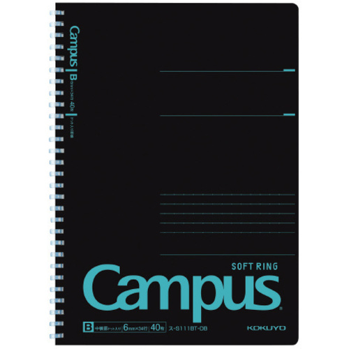 キャンパス　ソフトリングノート４０枚Ｂ５　黒青５冊