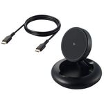 マグネットＱｉ２規格対応ワイヤレス充電器／１５Ｗ／Ｔｙｐｅ－Ｃ入力／折りたたみスタンド／ブラック　■お取り寄せ品