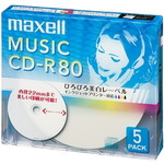 音楽用ＣＤ－Ｒ８０分ワイドプリントレーベルホワイト５枚パック１枚ずつ５ｍｍプラケース入り　■２営業日内届