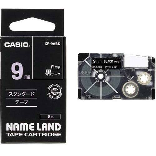 ネームランド　黒色テープ　９ｍｍ　白文字
