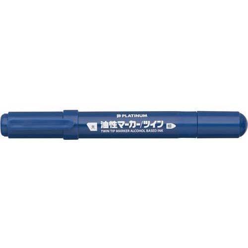 プラチナ油性マーカーツイン　太軸　青　１０本入
