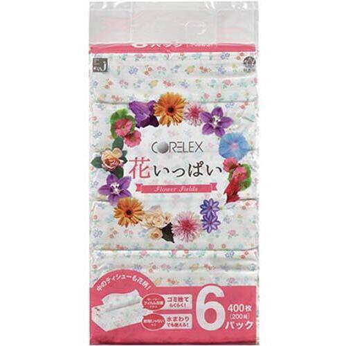 花いっぱいティシュー　２００組　６個入