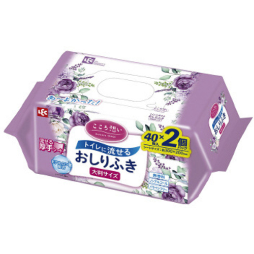 こころ想い　トイレ流せるおしりふき大判４０枚×２Ｐ