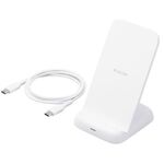 Ｑｉ規格対応ワイヤレス充電器／最大出力１２Ｗ／スタンドタイプ／ＥＰＰ規格対応／３枚コイル／ホワイト　■お取り寄せ品