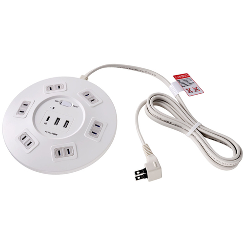 丸形ＵＳＢタップ　６個口　ＰＤ２０Ｗ　ホワイト　ＷＬＳ－Ｒ６３２２ＢＵＣ（Ｗ）　■お取り寄せ品