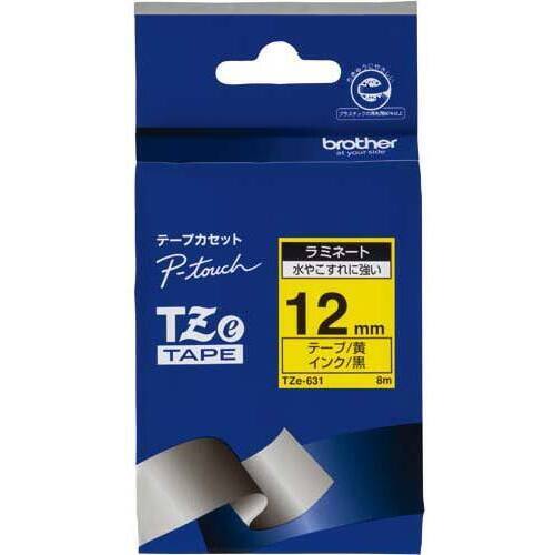 ピータッチ　ラミネート黄色テープ１２ｍｍ　黒文字
